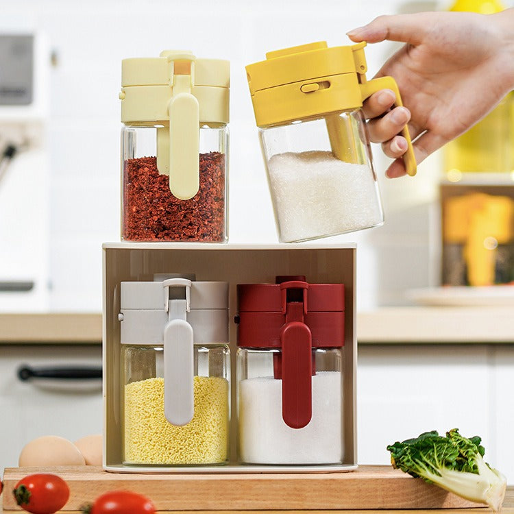 Small Seasoning Jars With Lids And Spoon Separation