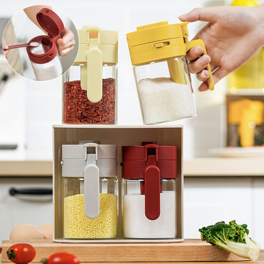 Small Seasoning Jars With Lids And Spoon Separation